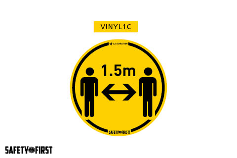 A-klasse vinyl vloer picto Coronabescherming - PERSONEN 1,5M Ø50cm